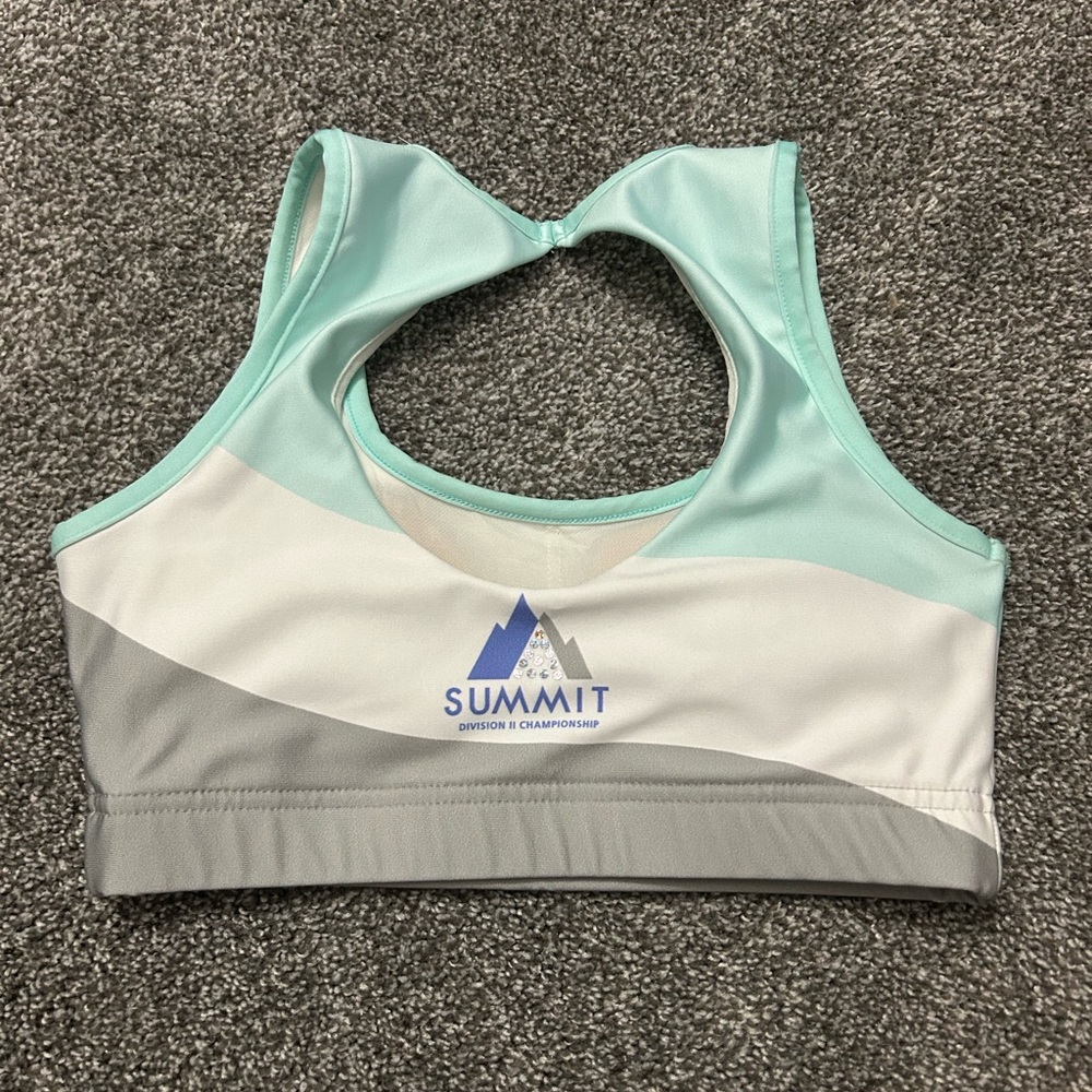 Varsity Mint, White & Gray Summit Sports Bra